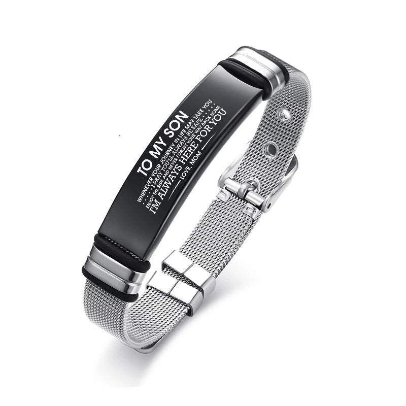 Meaeguet Personalized Bangle Men's Slide Mesh Bracelet Customized Name Wristband Stainless Steel Male Bileklik Pulseira