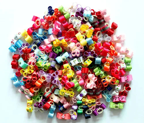 20PCS Pet Bows Dog Hair Bows for Puppy Yorkshirk Small Dogs Hair Accessories Grooming Bows Rubber Bands Dog Bows Pet Supplies