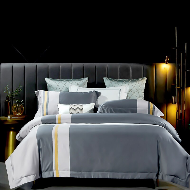 New 1000TC Egyptian Cotton Bedding Sets Queen King Size Bed Duvet Cover Flat /Fitted Sheet Linen Set Pillowcase 4pcs Bed Set