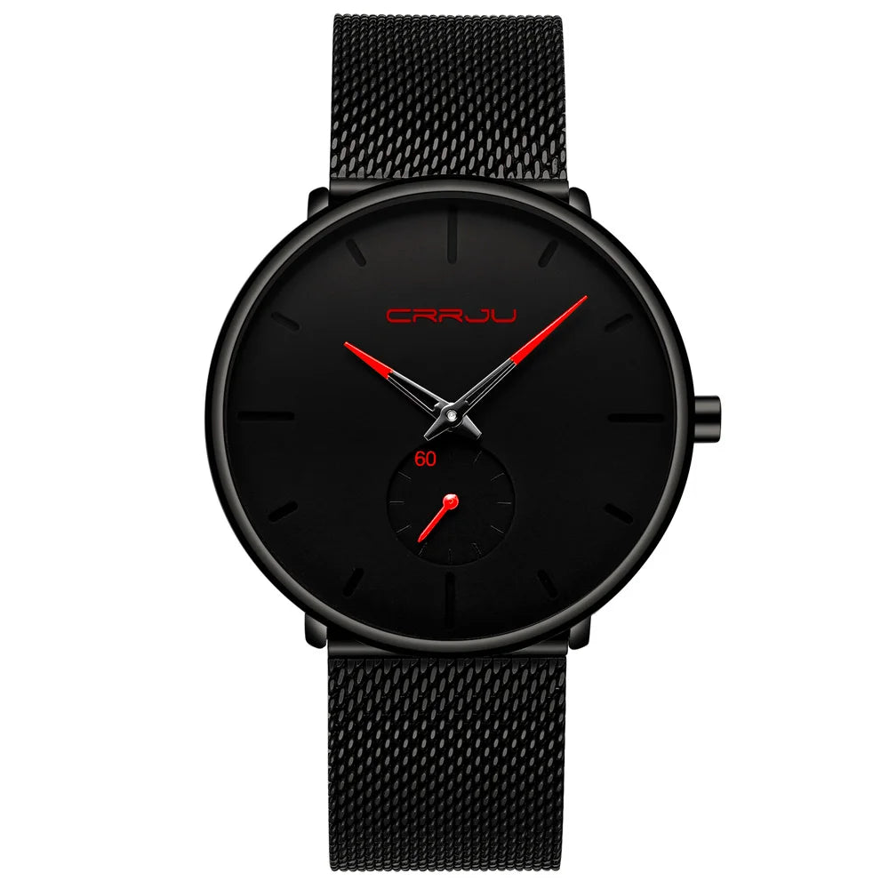 Men Watch CRRJU Watch Women Quartz Dress Watch for Men Dress Watches Fashion Unisex Ultra Thin Wristwatch Relojes Para Hombre