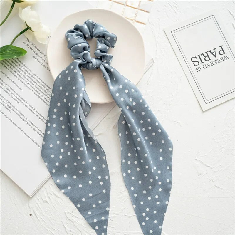 Santa Claus Bows Hair Scrunchies Long Ribbon Ponytail Scarf Hair Tie Women Girls Elastic Hair Bands Christmas Hair Accessories