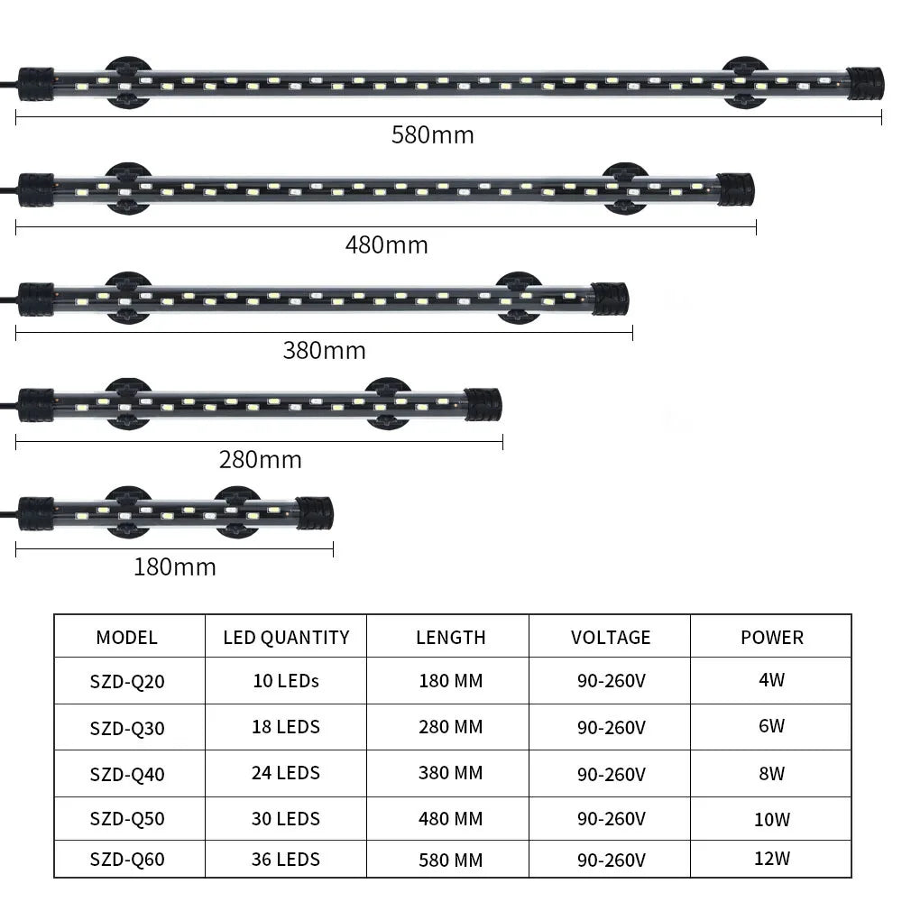 18-54cm Aquarium Light Fish Tank Submersible Light Lamp Waterproof Underwater LED Lights Aquarium Lighting