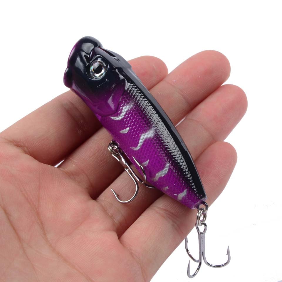 Hot 1pcs Fishing Lures 6.5cm/12g Topwater Popper Bait 5 Color Hard Bait Artificial Wobblers Plastic Fishing Tackle With 6# Hooks