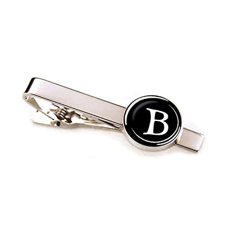 Men 26 Alphabet Letters Tie Clips Personality Name Letters Jewelry Men Necktie Clip Pin Suit Accessories