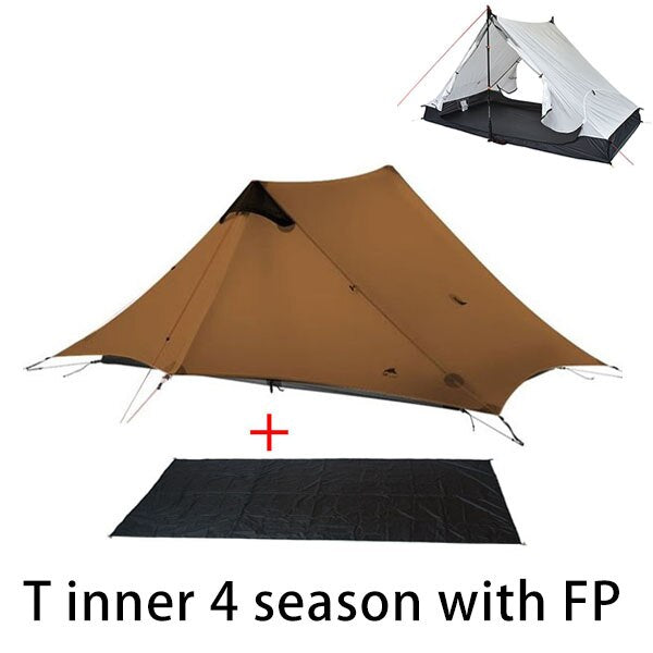 2023 T Zipper Inner Open Version LanShan 2 Two Person No-See-Um Light Weight 3 Seasons/4 Seasons 15D Silnylon Rodless Tent
