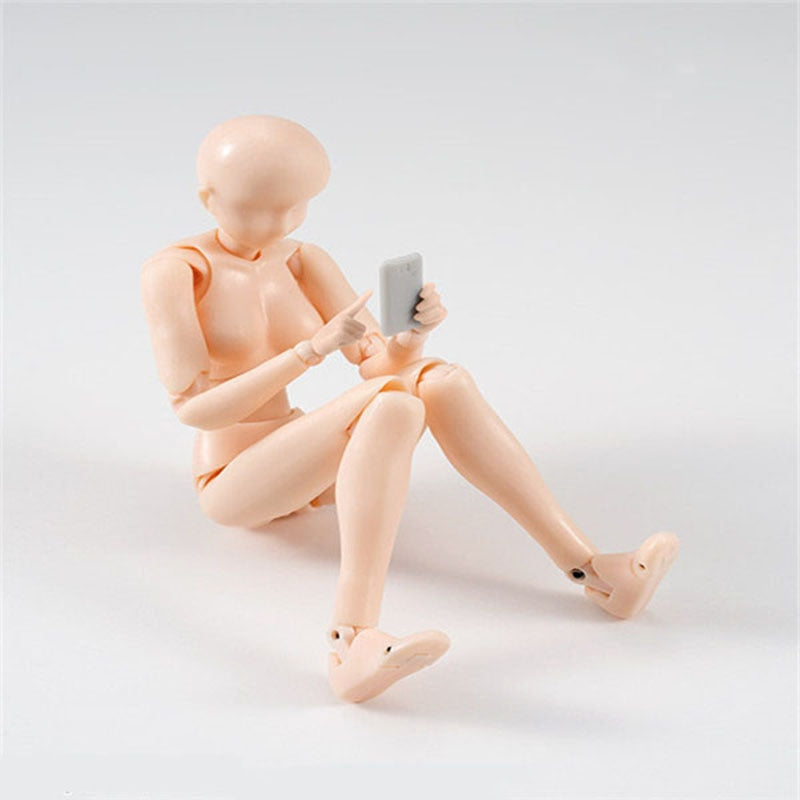 14cm Artist Art Painting Anime Figure SHF Sketch Draw Male Female Movable Body Chan Joint Action Figure Toy Model Draw Mannequin