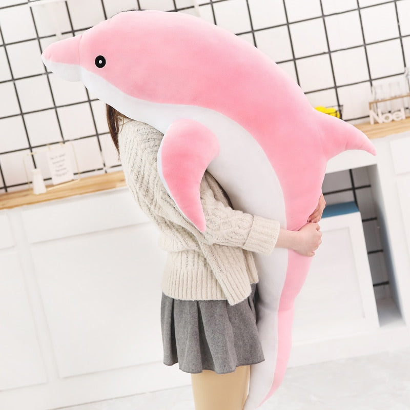 Hot Large Plush Dolphin Toys Stuffed Sea Animal Cute Girls Dolls Soft Baby Sleeping Pillow Christmas Birthday for Children