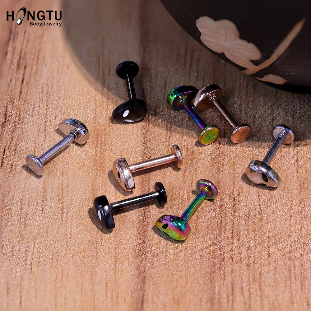 1PC Alien Labret Lip Ring Stainless Steel Internally Threaded Ear Cartilage Tragus Helix Stud Ear Piercing Women Body Jewelry