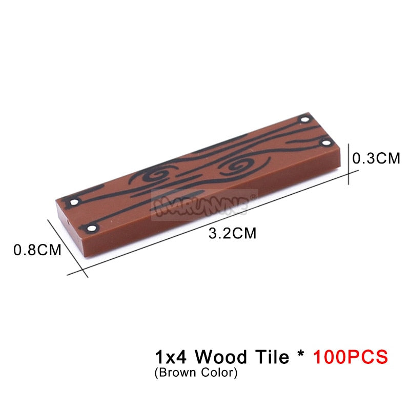 MARUMINE 1x4 Tile Plate Blocks 100PCS Board Floor Wood MOC Classic Building Bricks Idea Bulk Parts 2431 26583 10638 Compatible