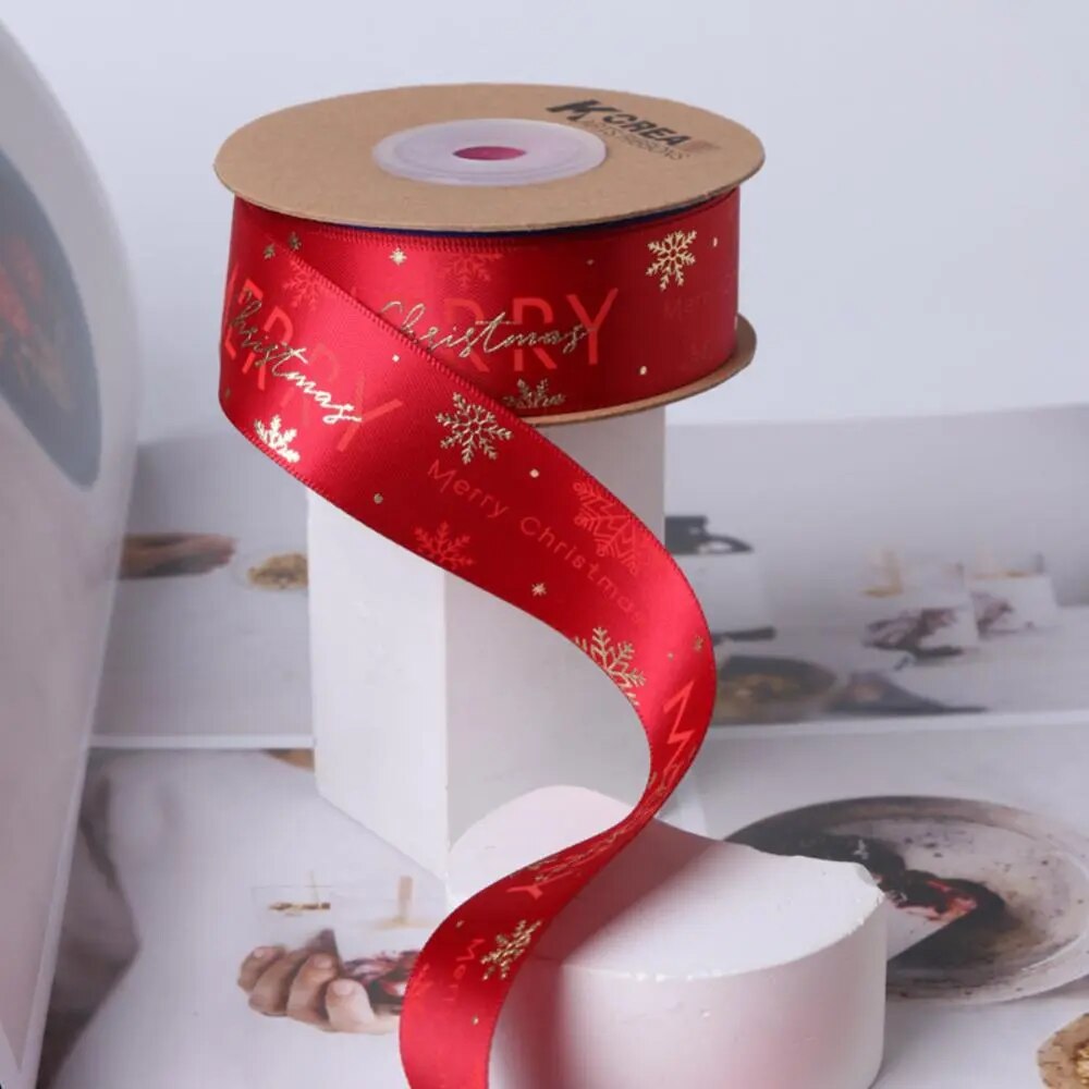 10Yards Christmas Decoration Ribbon DIY Handmade Printed Polyester Party Christmas Wedding Party Packing Gilding Ribbon