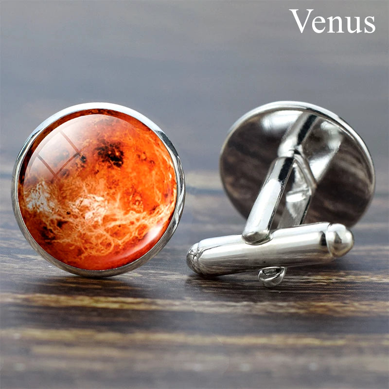 Moon Solar System Planet Cufflinks Best Man Cufflinks Men Wedding Cufflinks Universe Galaxy Nebula Suit Shirt Cuff Links
