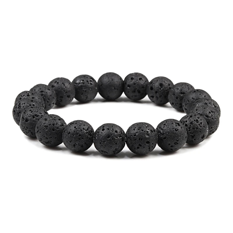 10mm Tiger Eye Natural Stone Beads Bracelet 3 Size Buddha Lava Round Beads Elasticity Rope Bracelets for Men Yoga Handmade Jewel