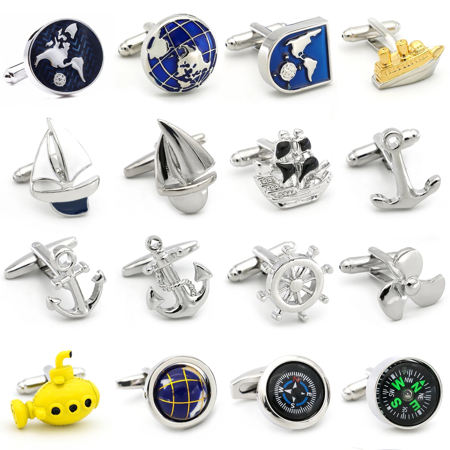 Cufflinks Retail Novelty Sail Design Blue White Color Sport Series Cufflinks for Men Cuff Links
