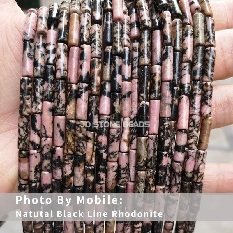 4*13mm Natural Stone Agate Jasper Turquoise Tube Shaped Beads Loose Cylindrical Bead for Jewelry Making DIY Bracelet Accessory
