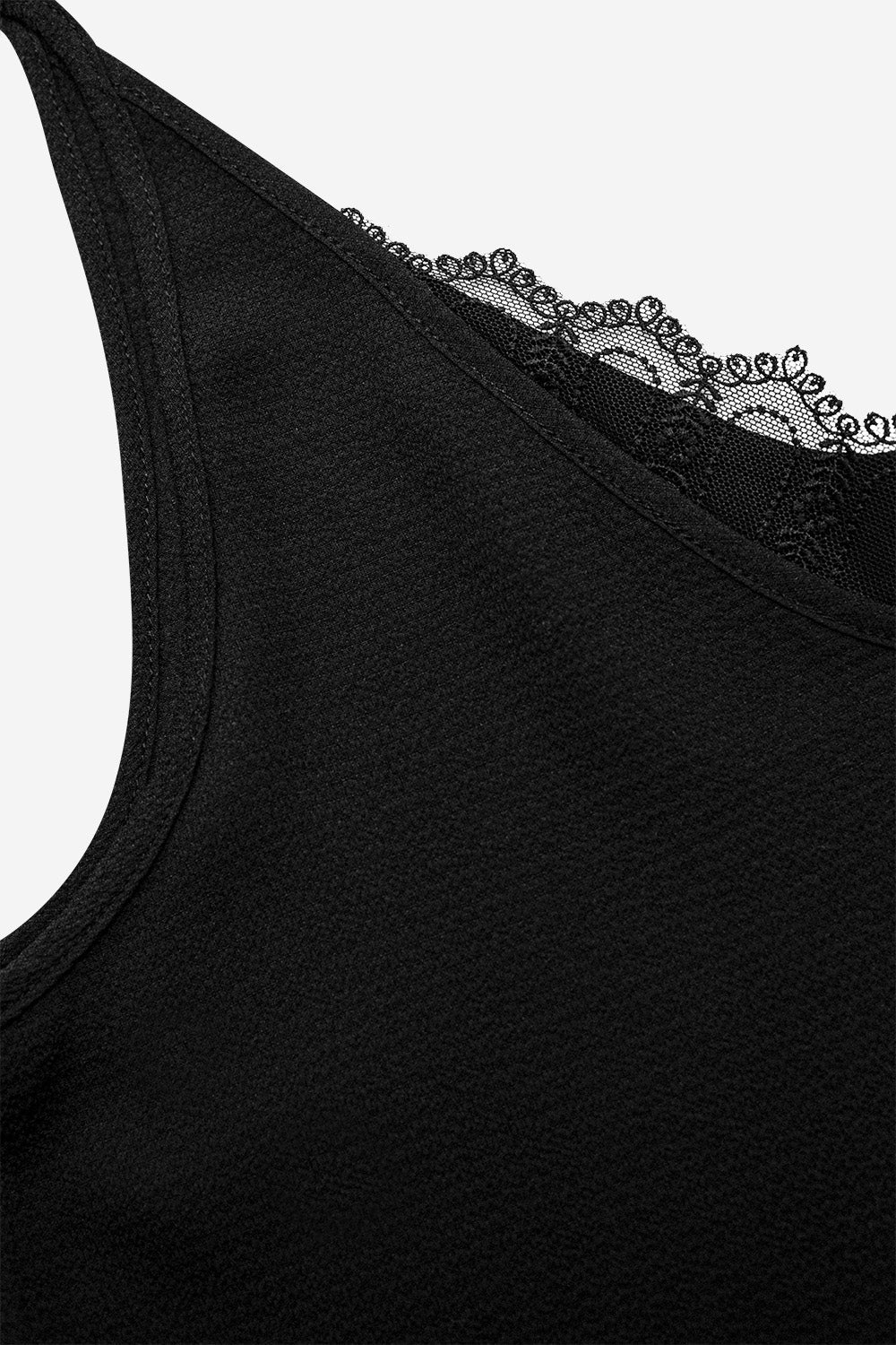 Lace Trim Detail Cami Top in Black