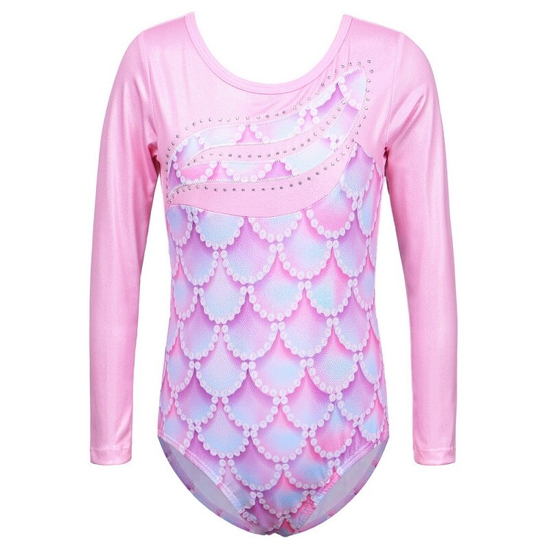 BAOHULU Long Sleeve Girls Gymnastics Leotard Sparkle Children Ballet Leotard