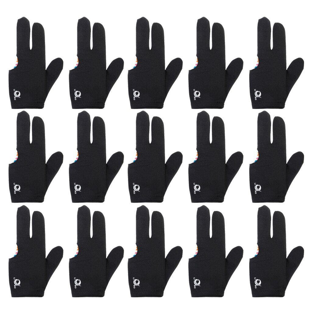 15 Pieces Professional Black Snooker Pool Billiards Cue 3 Three Finger Glove Left Right Hand Billiard Accessories