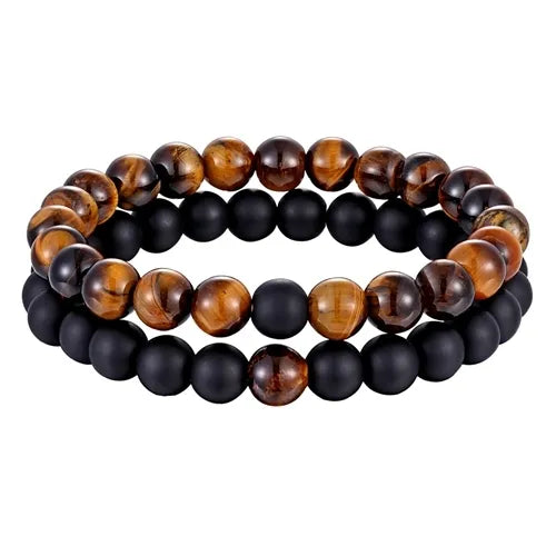 Couples Distance Bracelet Natural Wood Stone White and Black Yin Yang Beaded Bracelets for Men Women Best Friend Valentine's Day