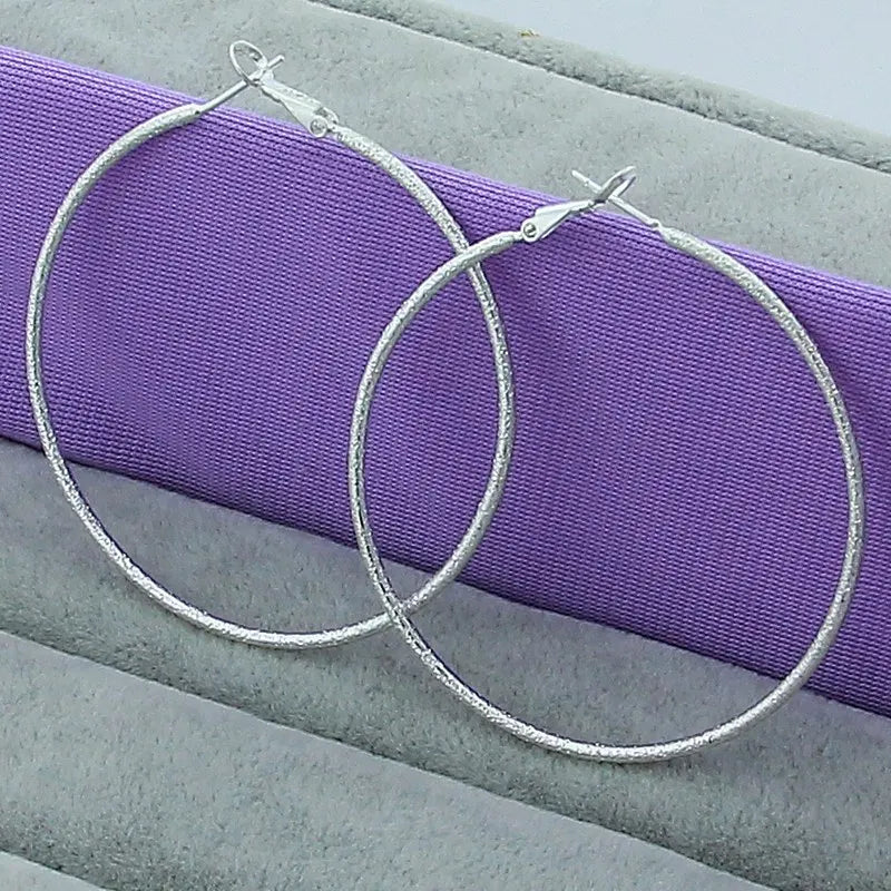 New Trendy 925 Sterling Silver Simple 3.5cm/5cm Circle Round Hoop Earring for Woman Fine Jewelry