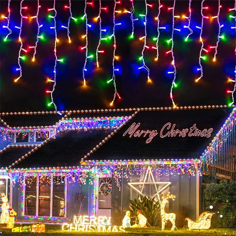 Christmas Lights Waterfall Outdoor Decoration 5M Droop 0.4-0.6m Led Lights Curta