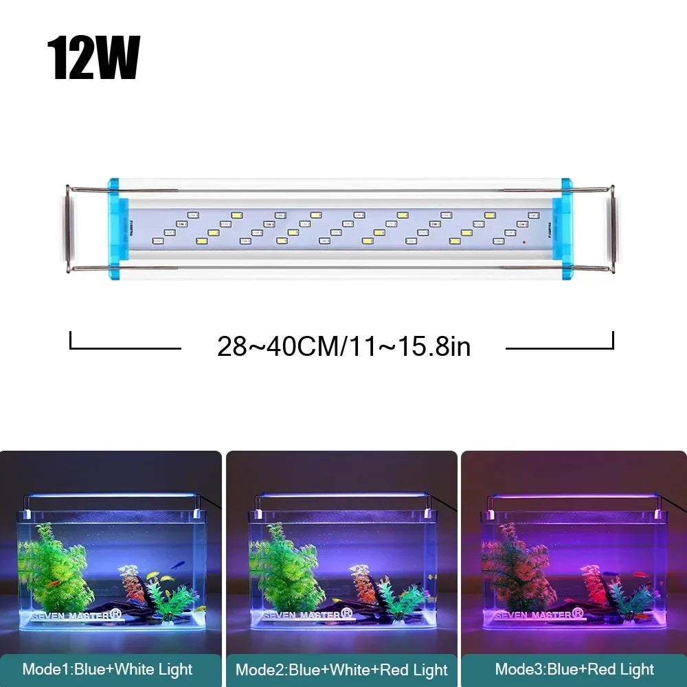 18-75cm Super Slim LEDs Aquarium Lighting Aquatic Plant Light Extensible Waterproof Clip on Lamp for Fish Tank 90-260v