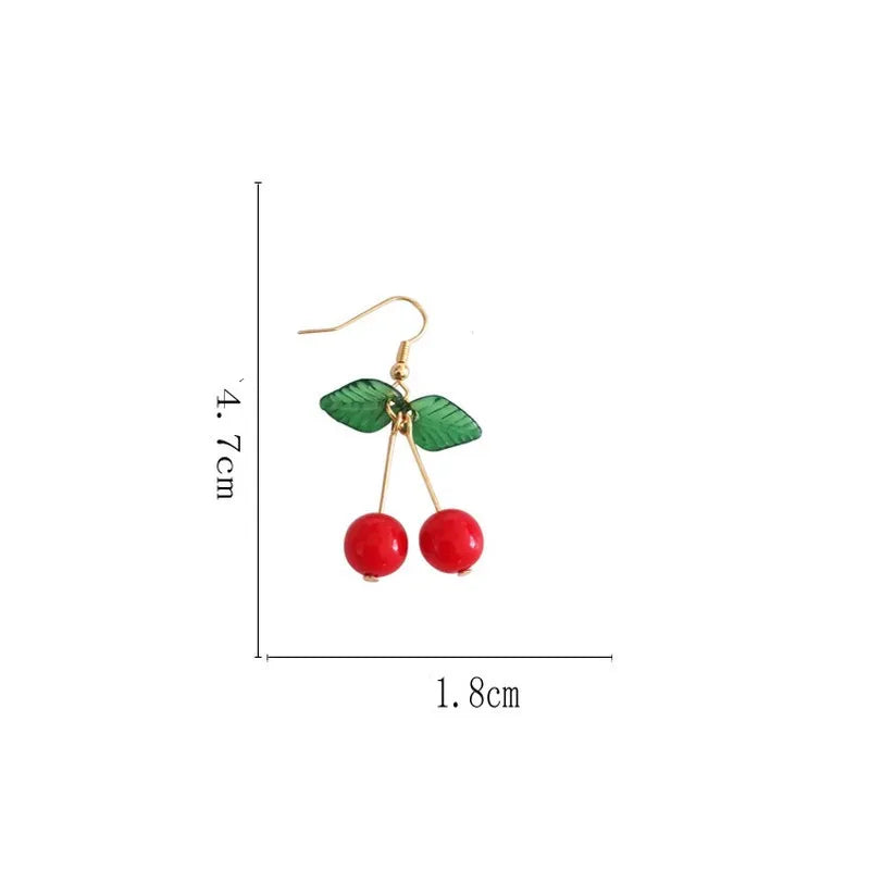 Korean Sweet Youth Girl Student Fruit Cherry Earrings Fresh Simple Cute Women Earrings Ear Clips Banquet Accessories