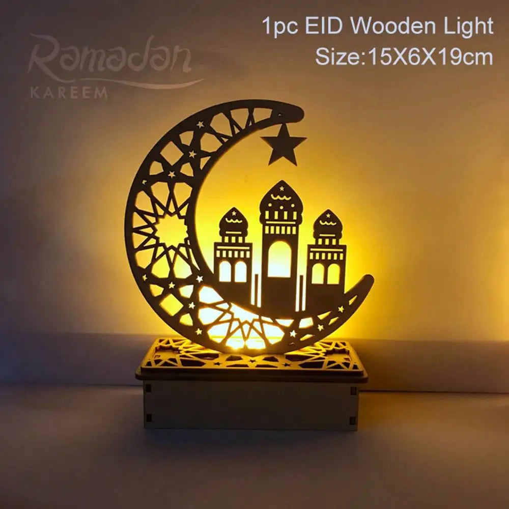 Fengrise Wooden EID Mubarak Decor 2023 Happy Ramadan Decor for Home Islamic Muslim Party Supplies Ramadan Kareem Eid Al Adha