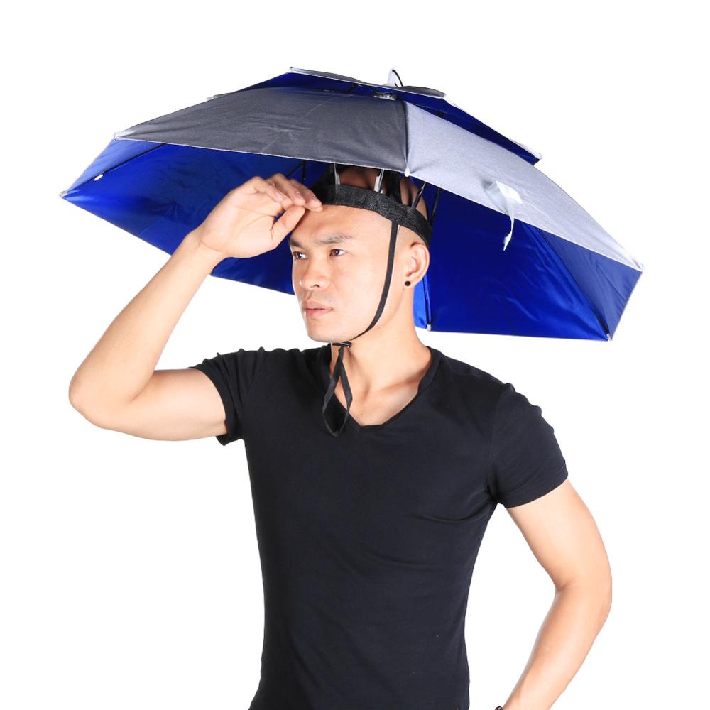 Foldable Head Umbrella Hat Anti-Rain Anti-Uv Outdoor Fishing Caps Portable Travel Hiking Beach Fish Tackle Iscas Pesca Rain Gear