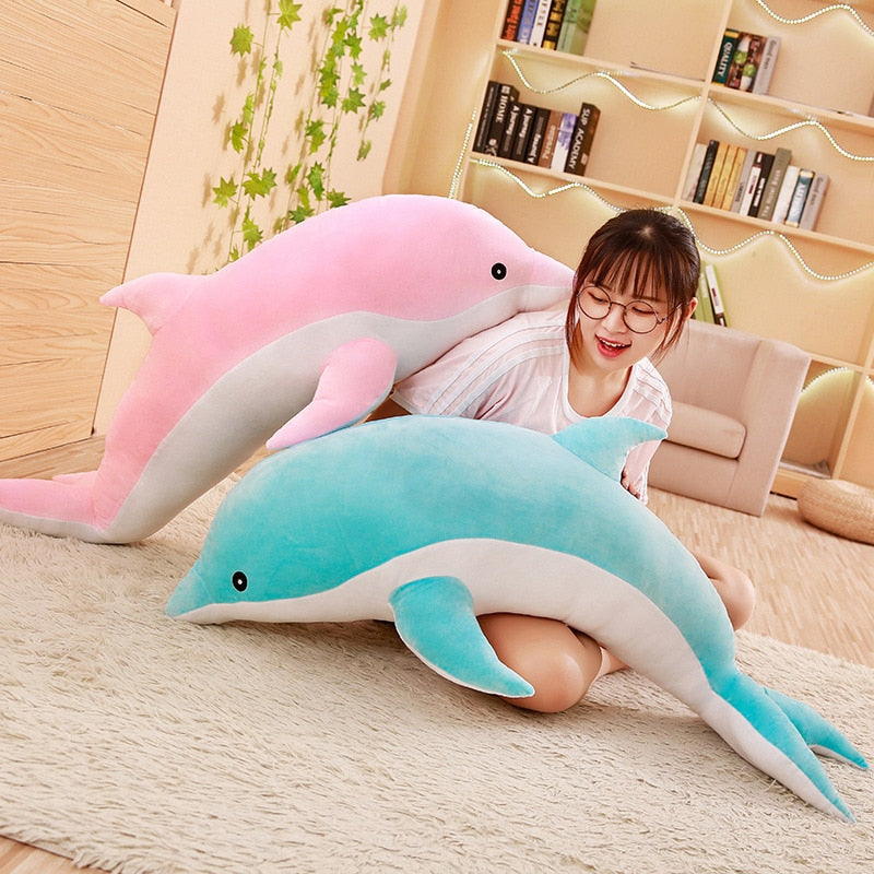 Hot Large Plush Dolphin Toys Stuffed Sea Animal Cute Girls Dolls Soft Baby Sleeping Pillow Christmas Birthday for Children