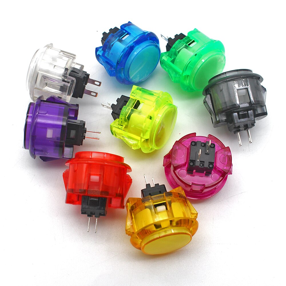 10 Pcs Transparent No LED Arcade 30mm Push Button Copy SANWA Replace OBSF-30 OBSN-30 for DIY Raspberry Pi MAME PC Pandora Game