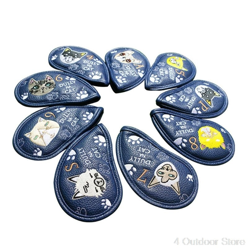 9/10/12Pcs Portable PU Golf Club Iron Head Covers Protector Golfs Head Cover Set D11 19 Dropship