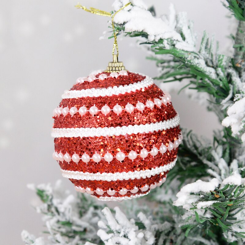 8cm Gold Foam Pearl Christmas Balls Ornament Shatterproof Hanging Christmas Tree Ball Xmas Decorations Navidad Noel