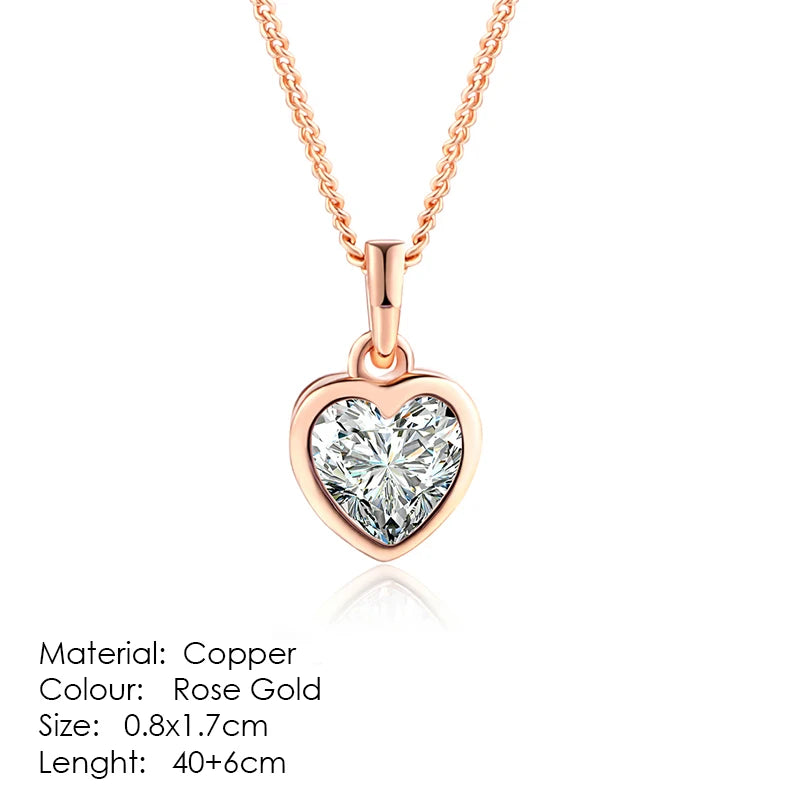 ZHOUYANG Pendant Necklaces Jewelry for Women Rose Gold Color Chain Jewellery Heart Necklace Cubic Zirconia N388