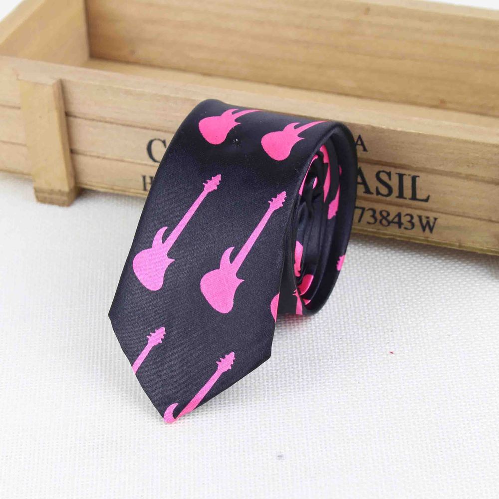 Men's Fashion Neckties Helloween Festival Christmas Tie Soft Designer Character Necktie Music Score Piano Guitar