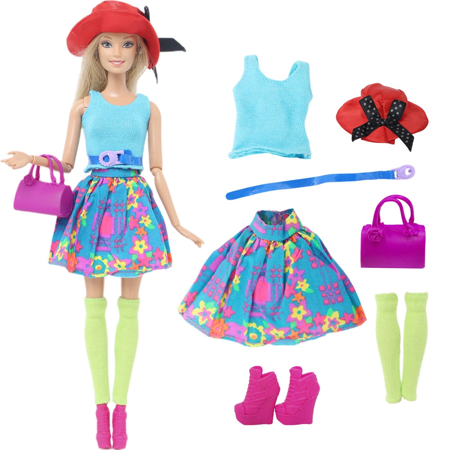 Lot Doll Outfit Playset Coat Dress Shirts Vest Shorts Trouser Blousers Bags Shoes Hat Cool Clothes for Barbie Doll Accessories