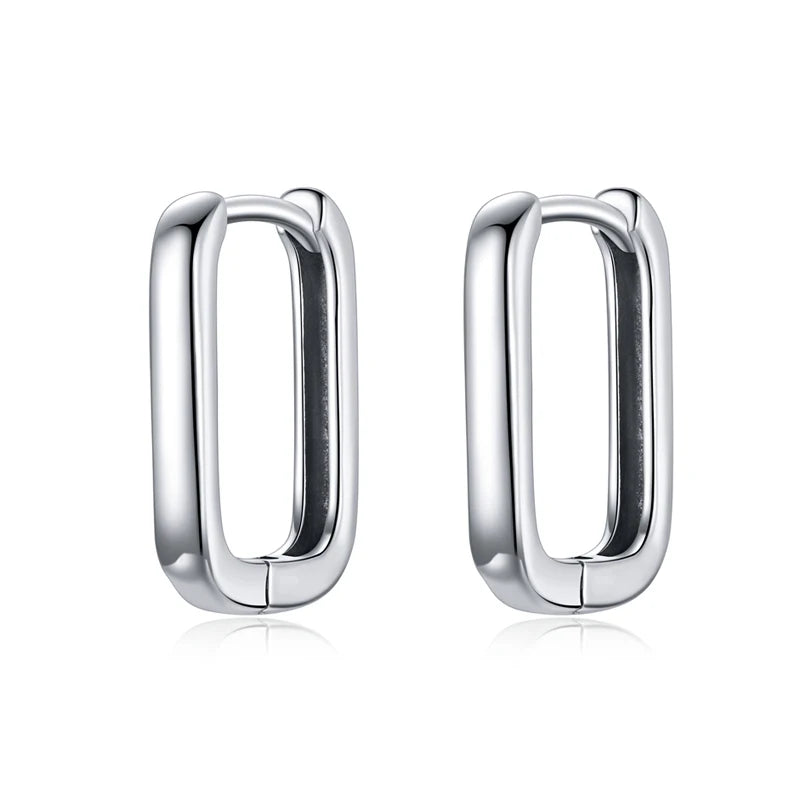 WOSTU 925 Sterling Silver Classic Round Silver Hoop Earrings Authentic Clear Zircon Earrings for Women Jewelry CQE498