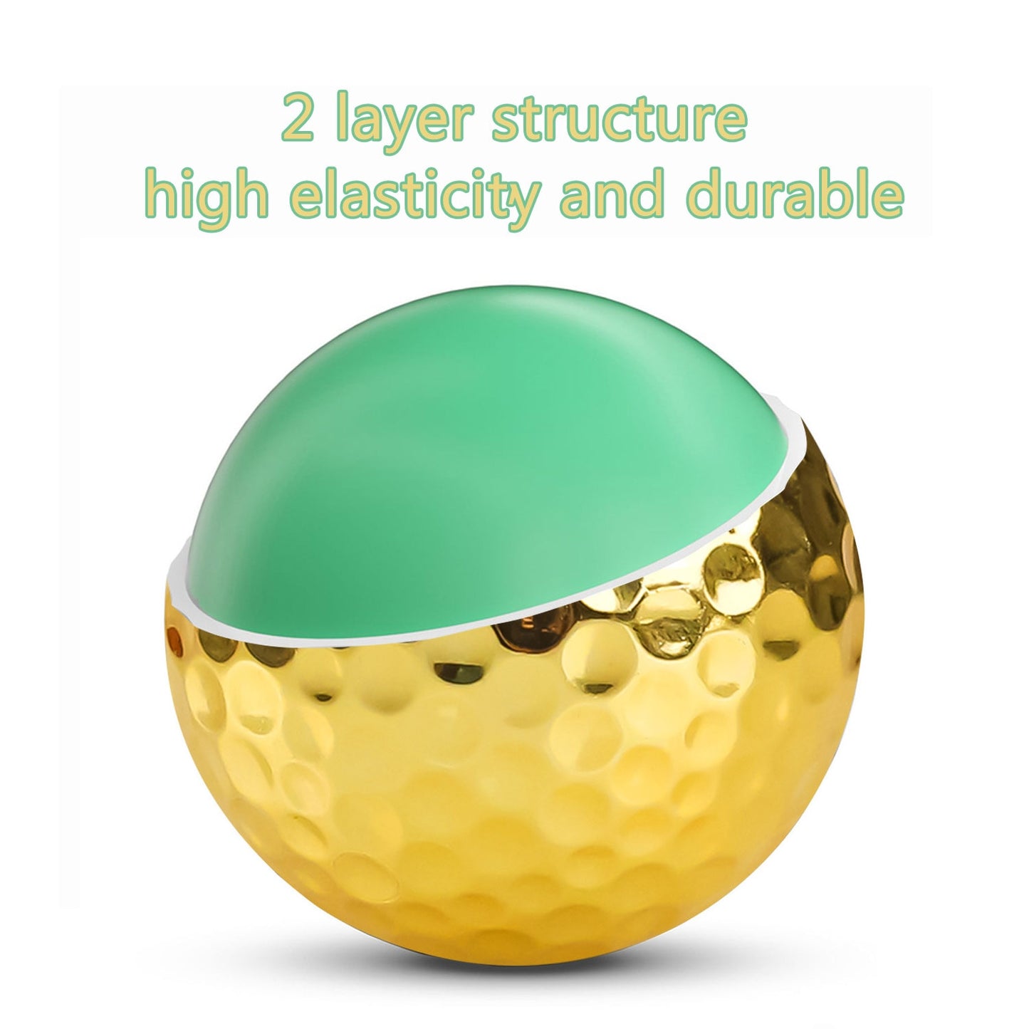 CRESTGOLF 6 Pcs Two Layer Golden Golf Balls Golf Practice Balls Training Two Pieces Balls