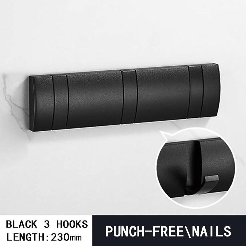 Black Golden Robe Hooks Folding Towel Hanger Nail Installation Wall Hooks C