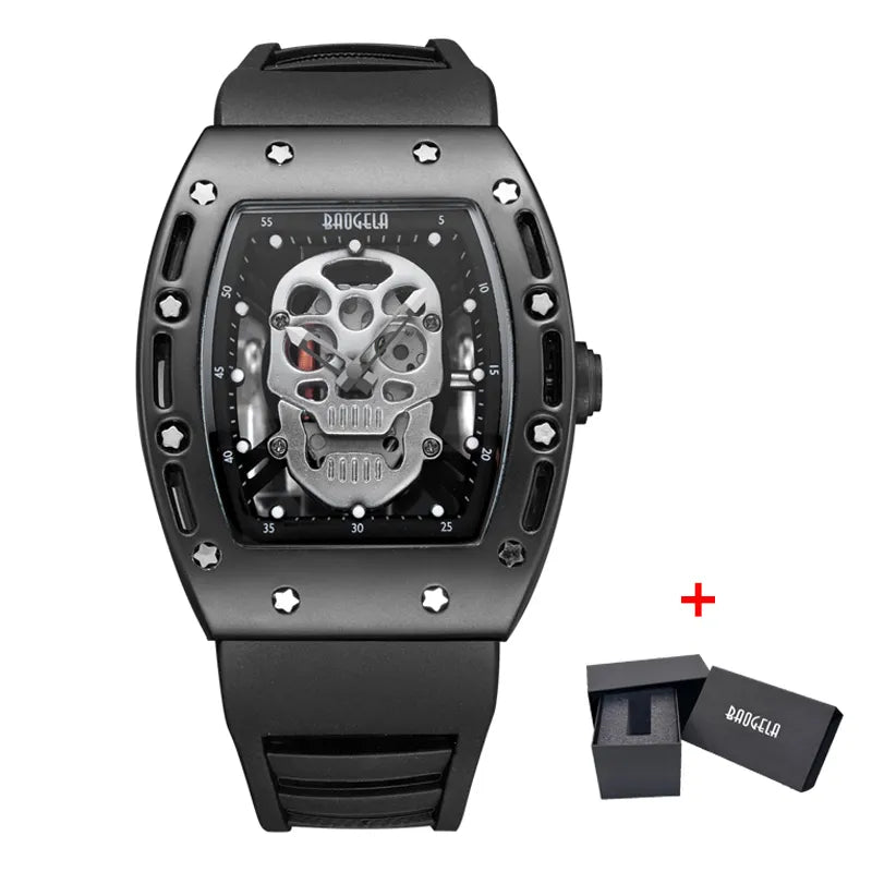 Baogela Pirate Skull Style Men Watch Silicone Luminous Quartz Watches Military Wateproof Skeleton Wristwatch for Man 1612