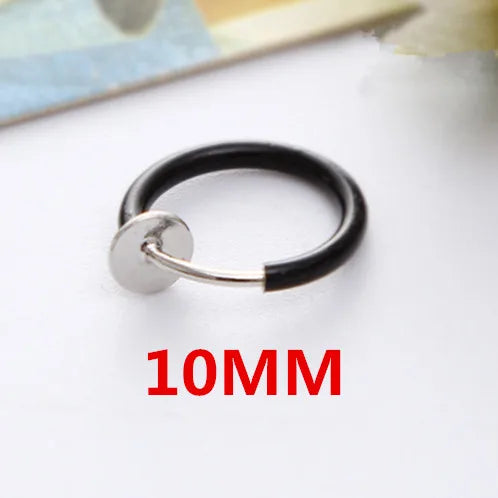2PCS Unisex Punk Clip on Ear Without Piercing No Hole Fake Body Nose Lip Small Gold Silver Black Plating Earrings for Women Men