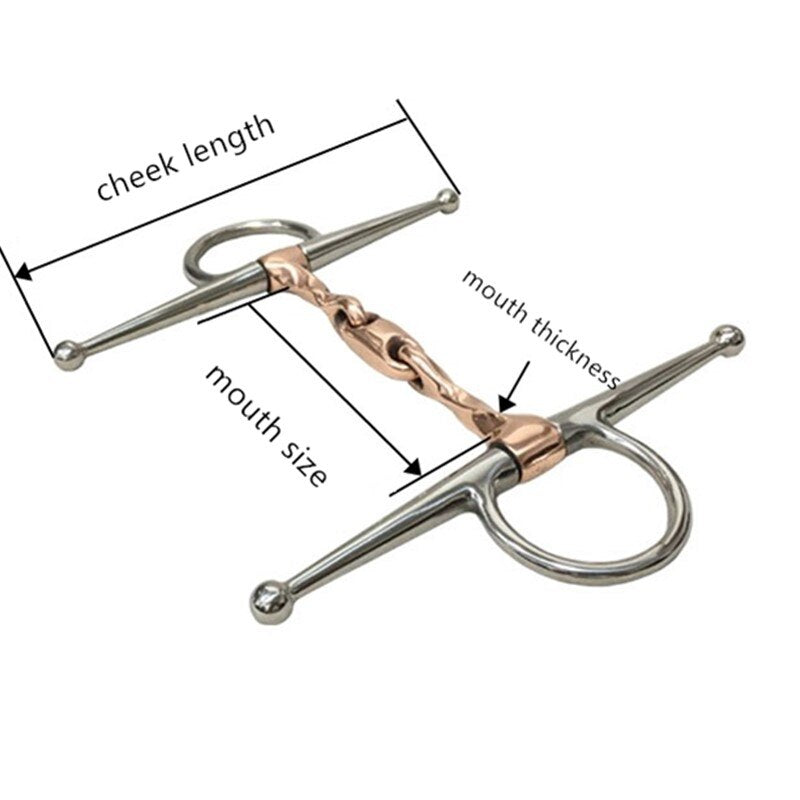 Stainless Steel Full Cheek Bit Twisted Copper Mouthpiece Horse Bit Equipment 12.3cm