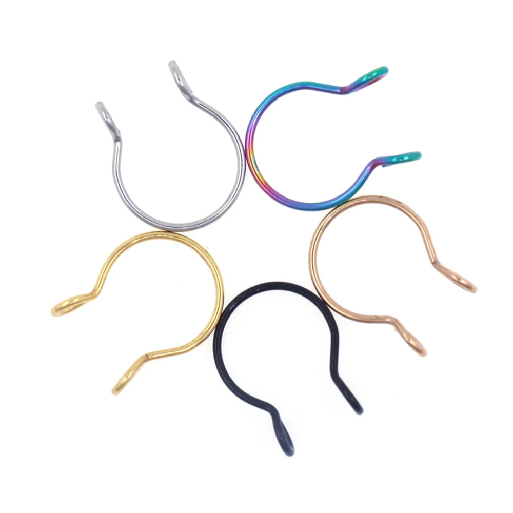 1-5pcs Steel 20G Dainty Faux Nose Rings Fake Septum Rings Hoop Nostril Piercing Fake Clip on Nose Rings Oreja Piercings Jewelry