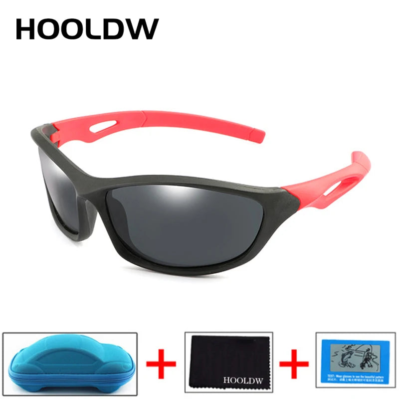 HOOLDW New Children Sunglasses Polarized Sun Glasses Silicone Flexible Baby Kids Glasses Boys Girls Sport Goggles UV400 Eyewear