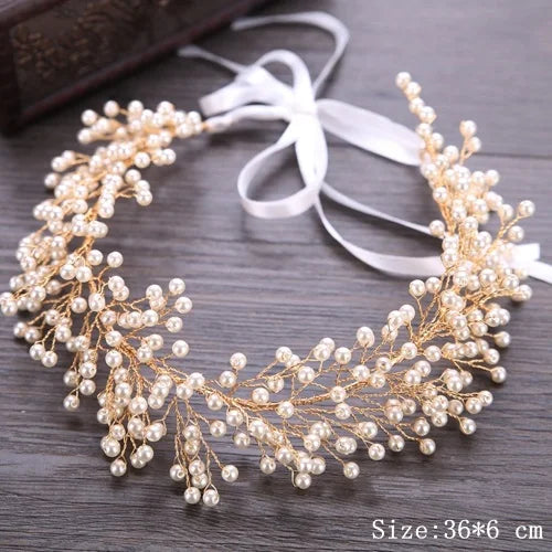 Rhinestone Crystal Headbands Wedding Hair Accessories Bridal Pearl Headband Pearl Hair Band Handmade Bridal Head Jewelry