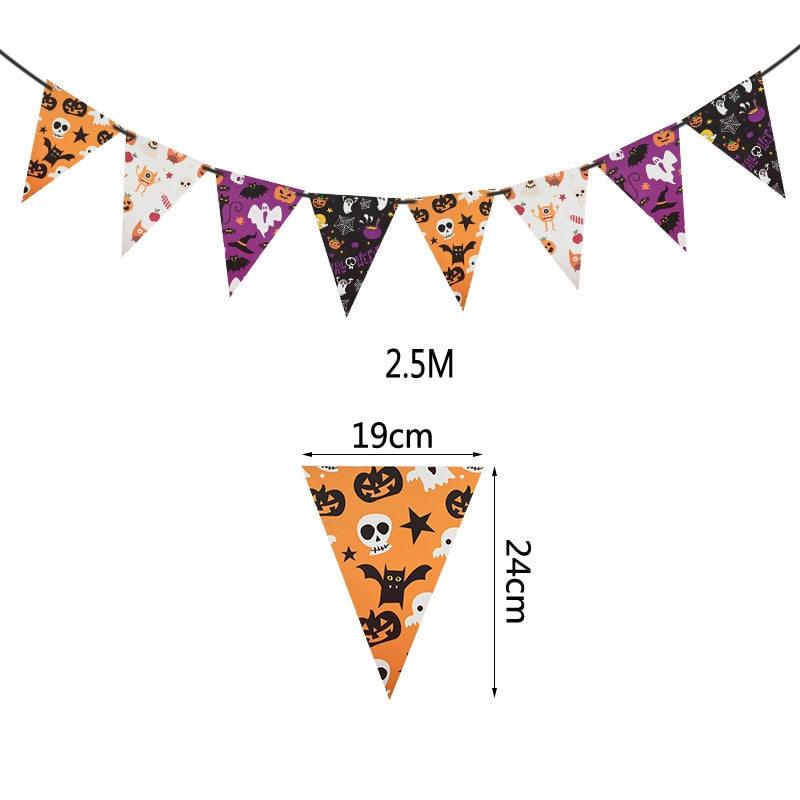 2023 Year Happy Halloween Banner Garland for Halloween Home Hanging Ornament Decorations Kids Child Favors Creative