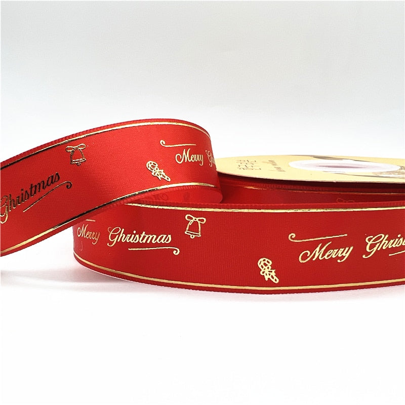 5yards 1inch 25mm Christmas Ribbon Printed Christmas Polyester Ribbon for Handmade Design Christmas Decoration
