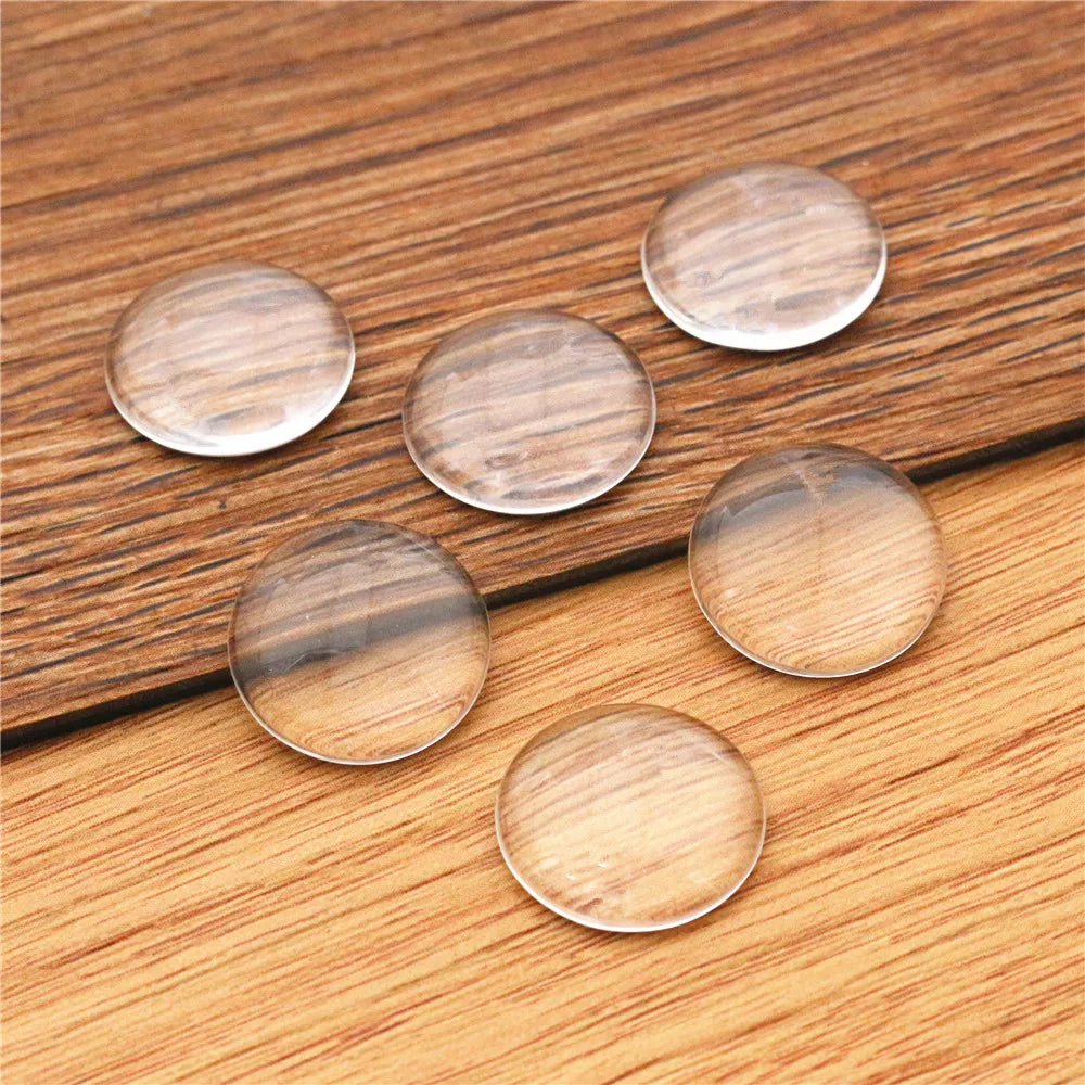 6mm 8mm 10mm 12mm 14mm 16mm 18mm 20mm 25mm 30mm 35mm Round Flat Back Clear Glass Cabochon