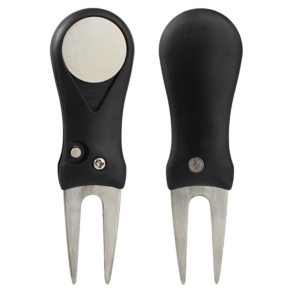 1 Pcs Steel Golf Divot Repair Switchblade Tool Pitch Groove Cleaner Golf Pitchfork Golf Accessories Putting Green Fork Dropship