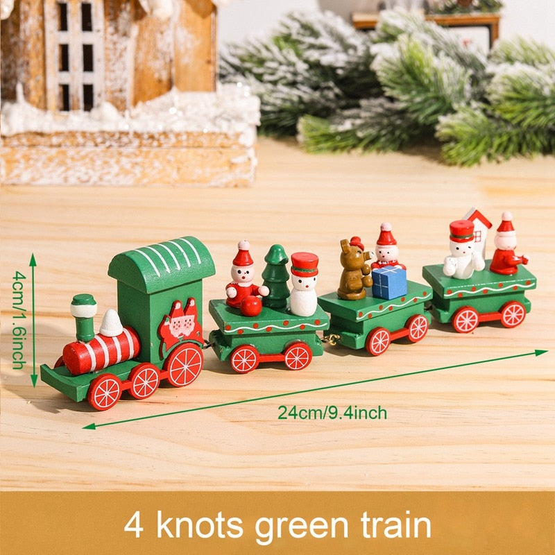 Christmas Wooden Train Merry Christmas Decoration for Home 2023 Christmas Ornaments Navidad Xmas New Year 2024