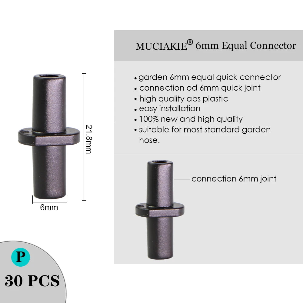 MUCIAKIE Sprinkler Irrigation 1/4 Inch Barb Tee Single Double Barb Barbed Water Pipe Connectors for 4/7mm Hose Garden Fitting